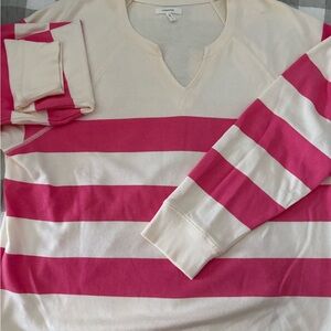 Maurices Pink and Cream Striped Sweatshirt